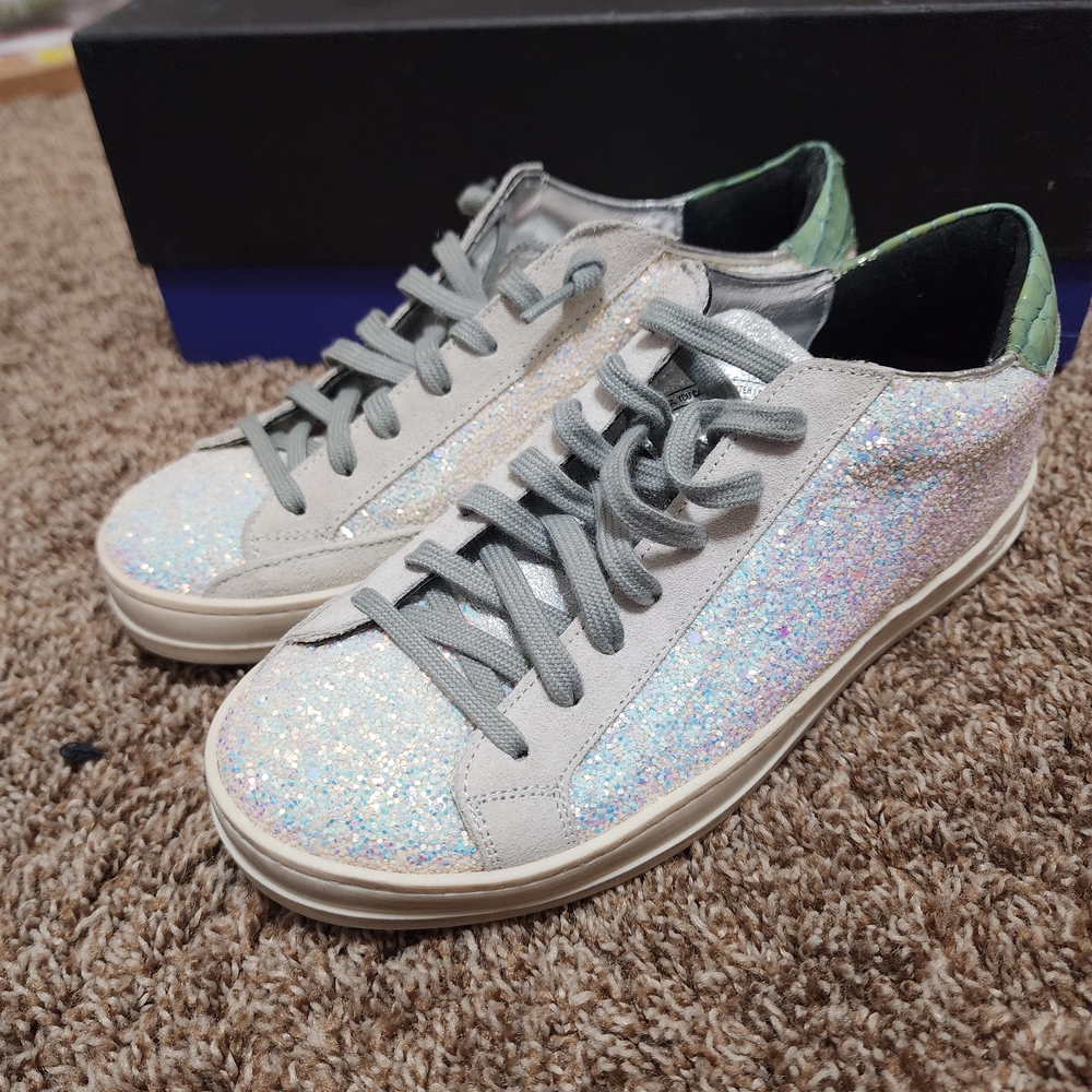 P448 Silver Glitter Sneakers Size 36